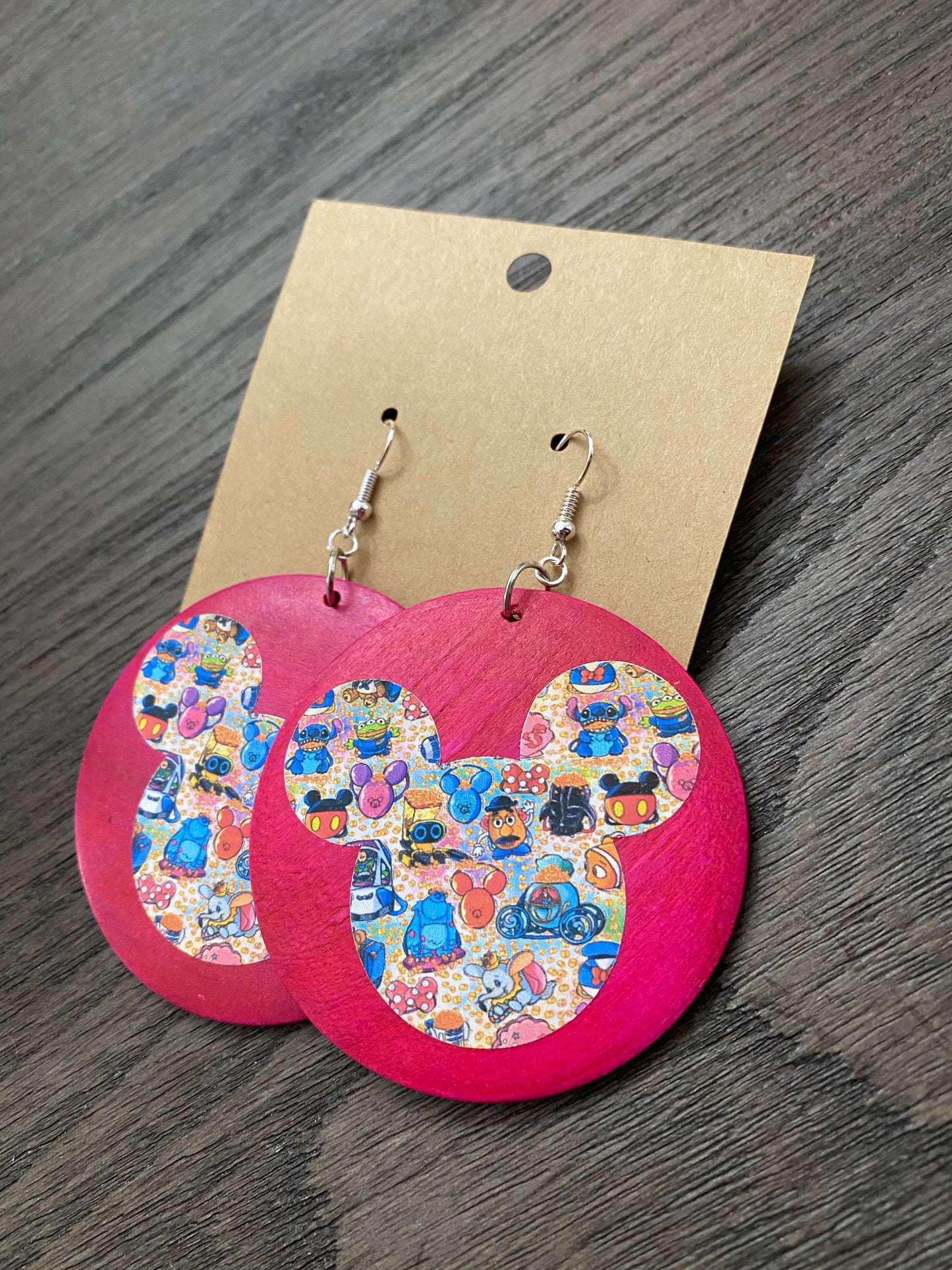 Popcorn Buckets in Ears WOOD EARRINGS