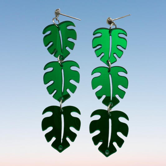 Monstera Leaf Acrylic Earrings