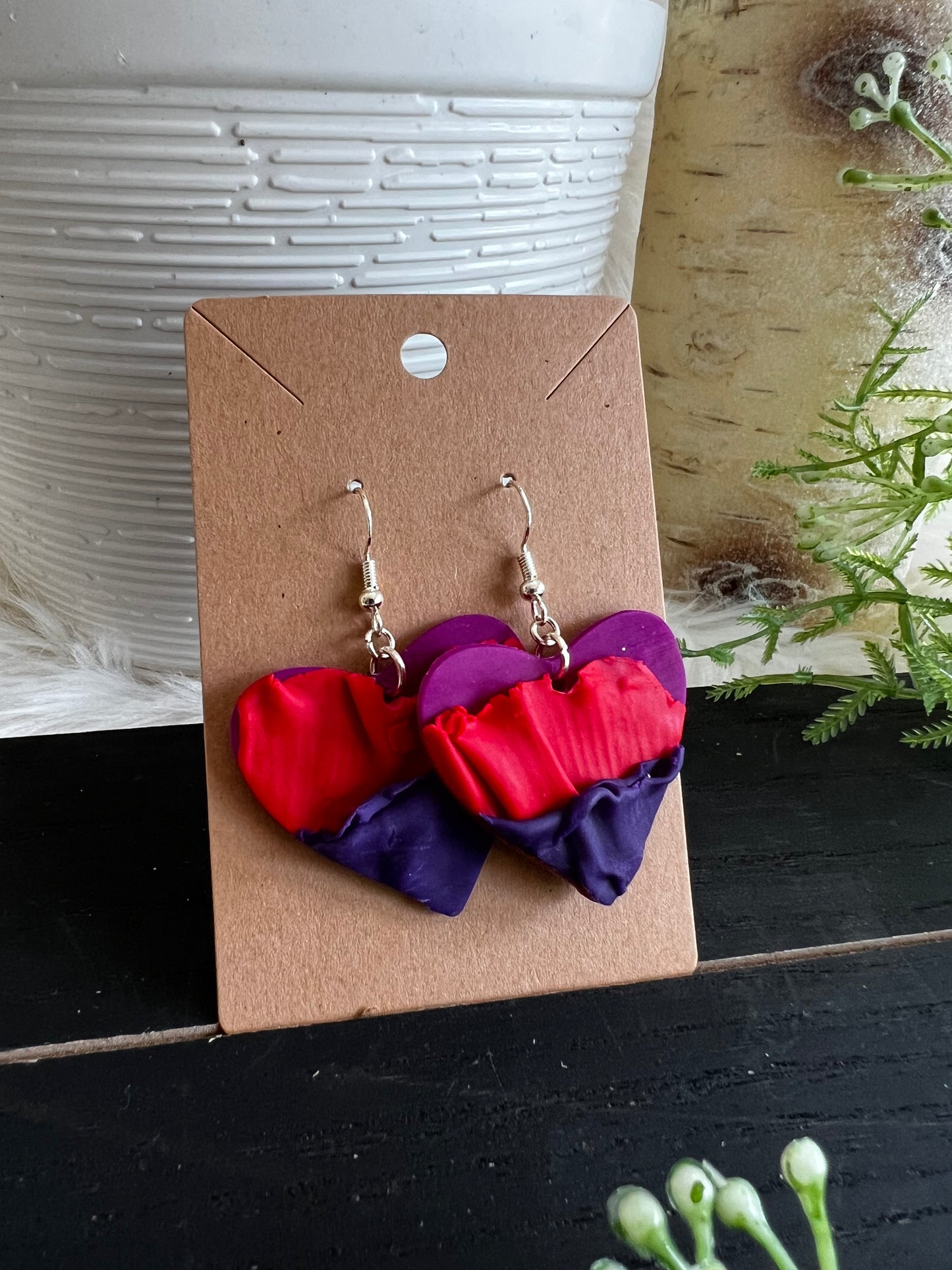 Layered Ruffle Heart Hook Earrings- Valentine