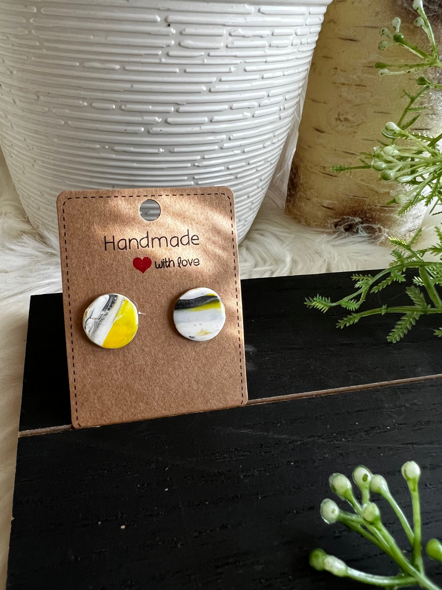 Wildcat Marble Stud Earrings