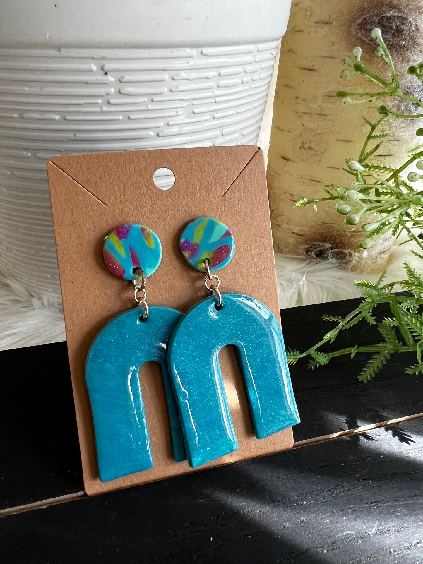 Aqua Swirl Stud Earrings