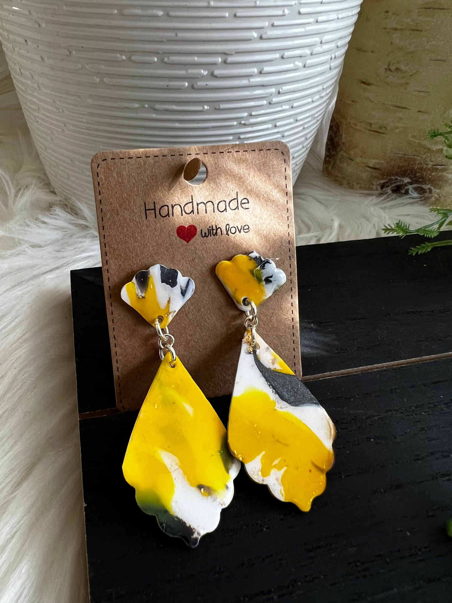 Wildcat Marble Dangle Stud Earrings