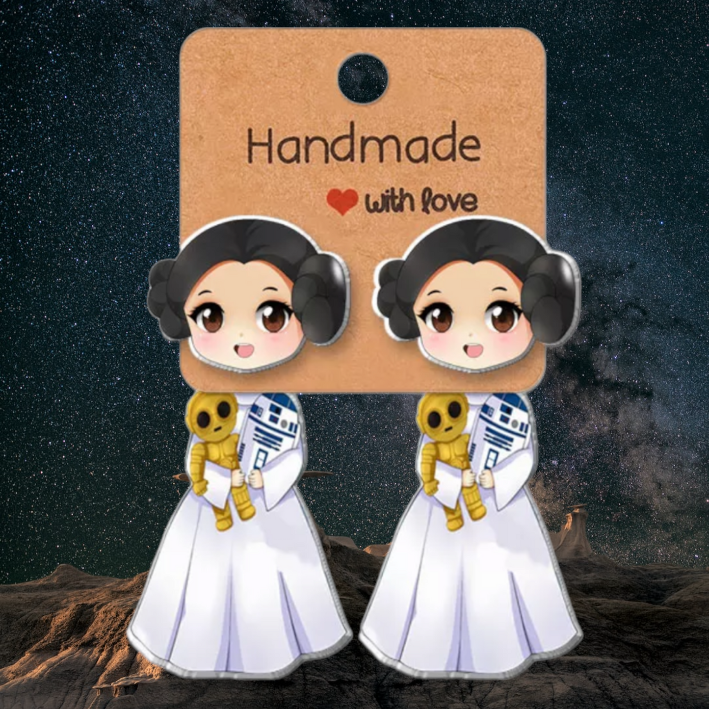 Leia and Droids Peek-A-Boo Magical Stud Earrings