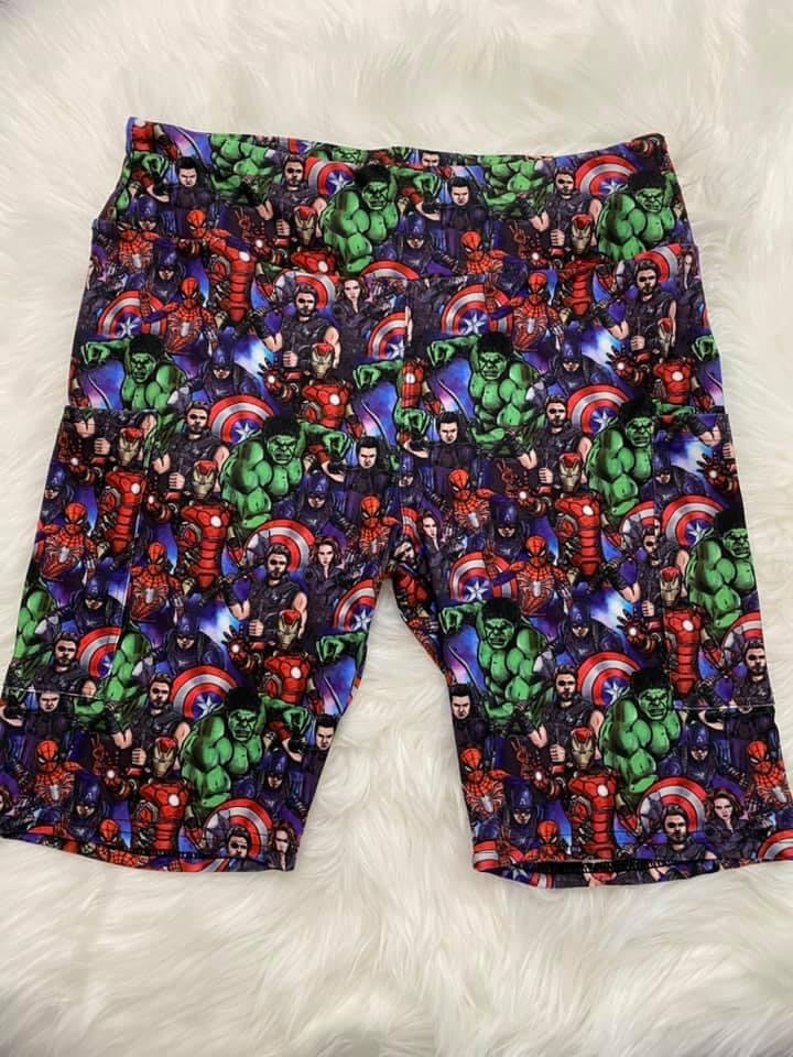 Heroes Sketch Biker Shorts (with pockets)