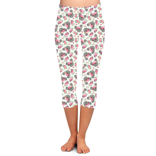 Floral Cheetah Mouse- legging capri with pockets