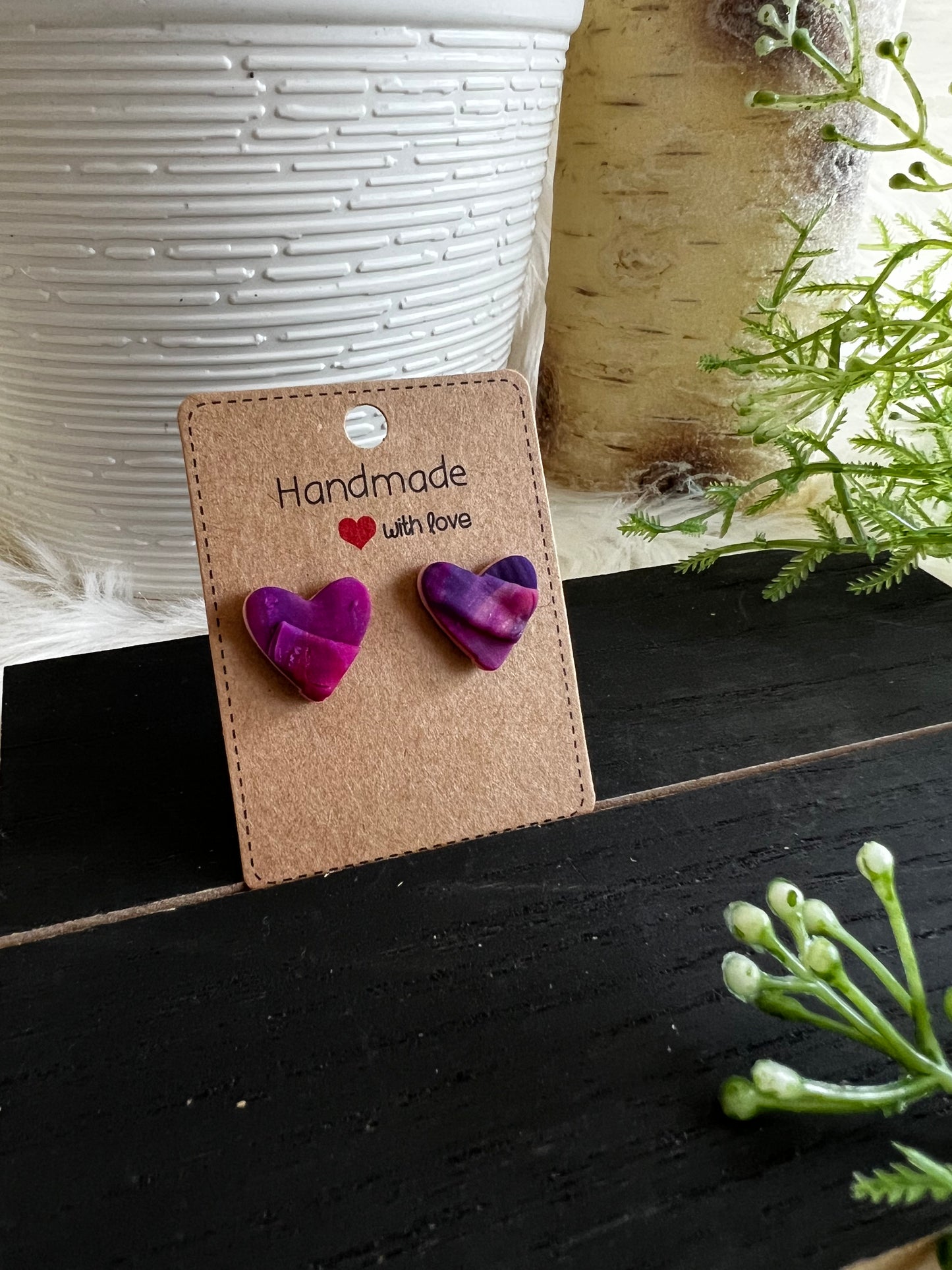 “Fabric” Scrunch Heart Stud Earrings