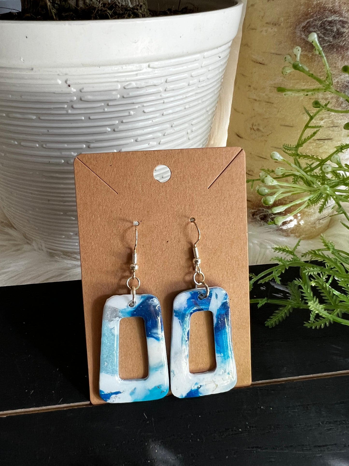 Aqua/Navy Hook Earrings