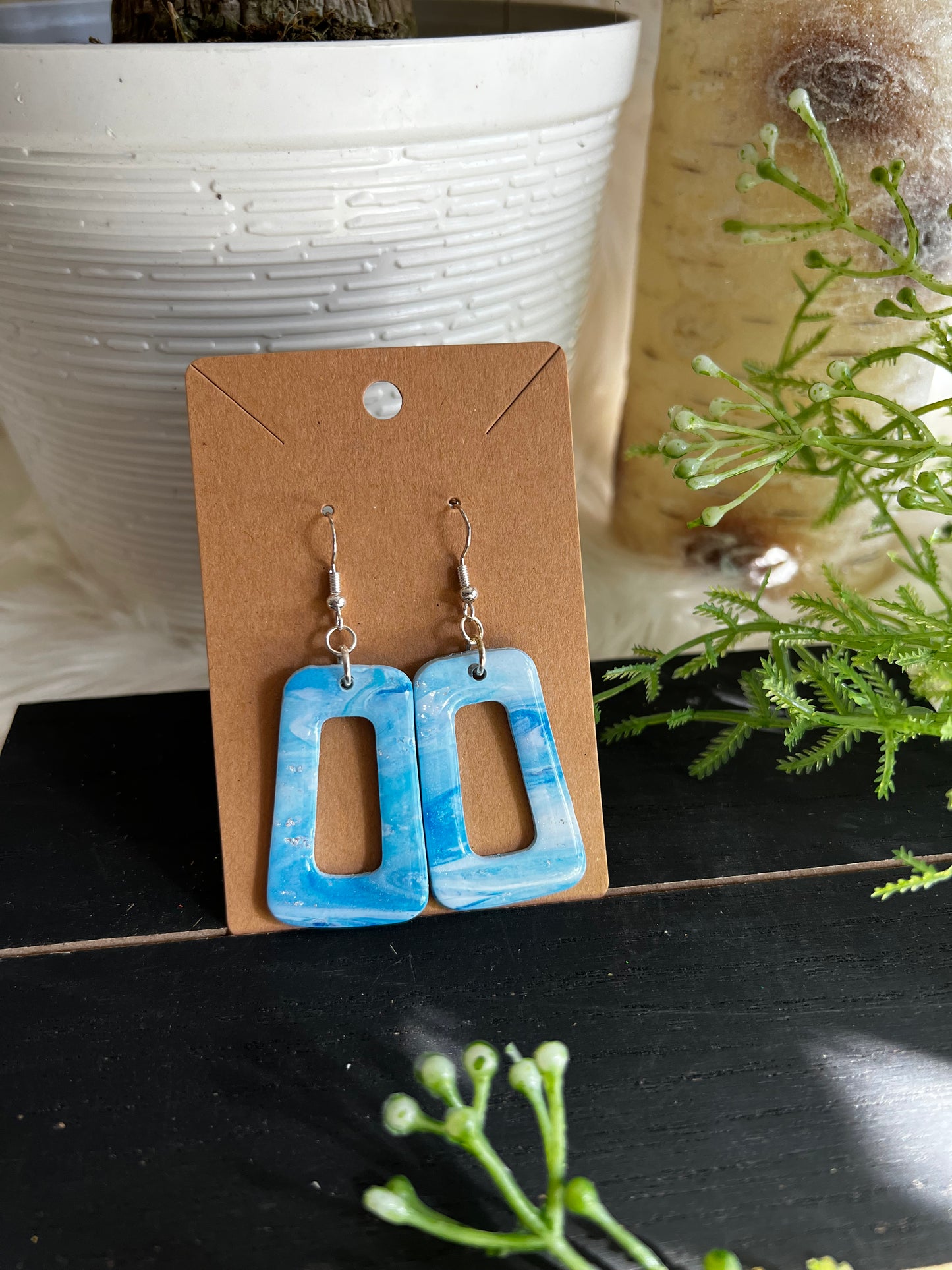 Aqua/Navy Hook Earrings