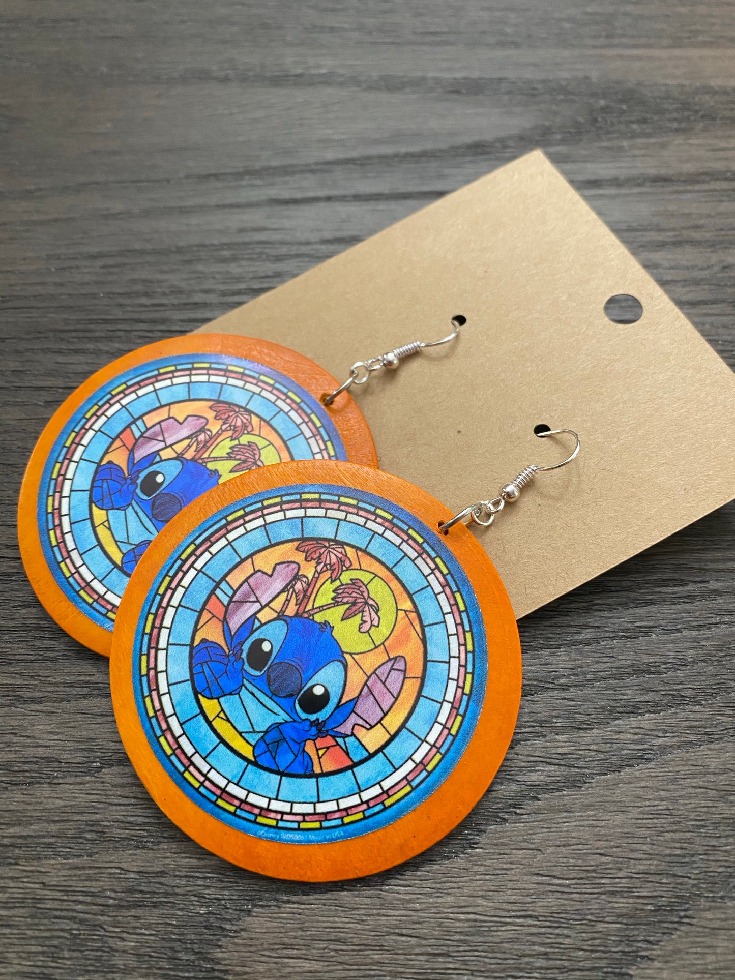 Hawaiian Alien Stained Glass WOOD EARRINGS