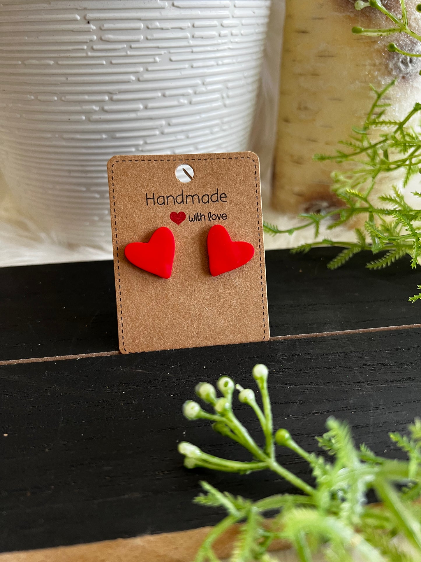 Red Heart Stud Earrings