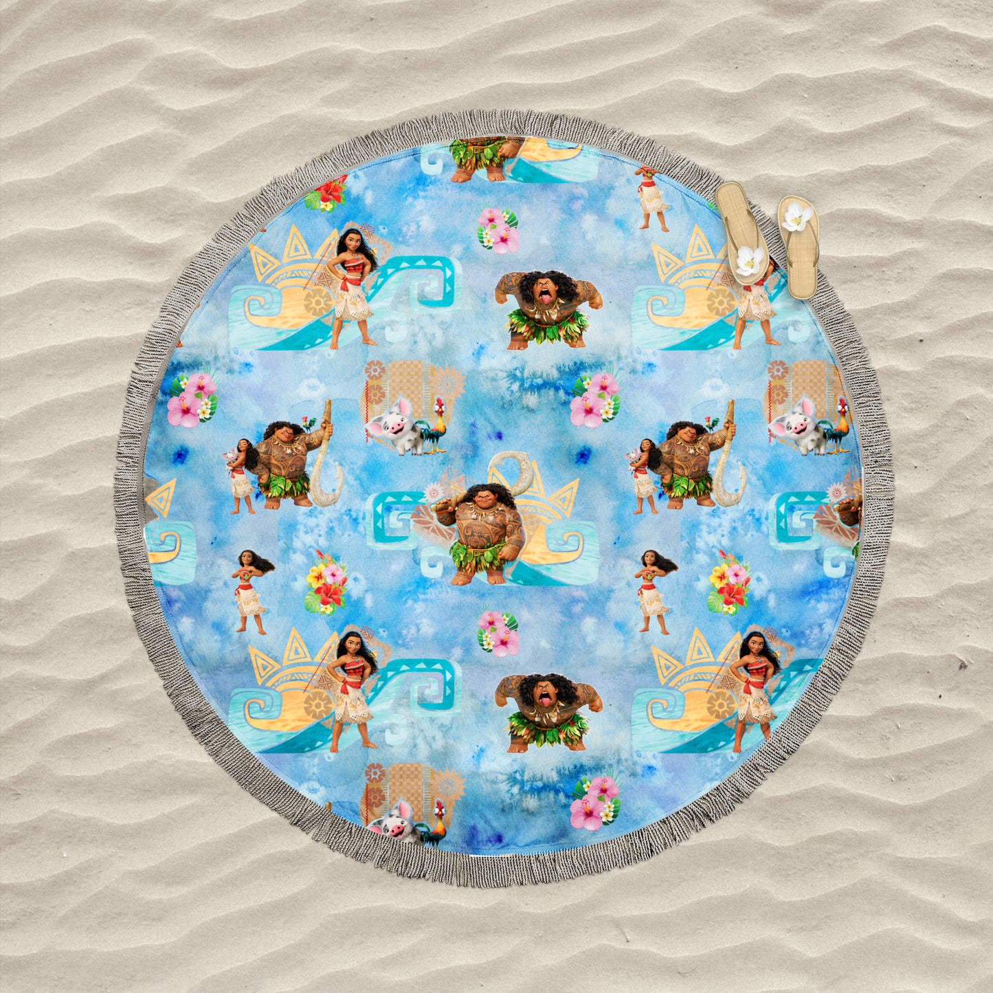 Island Girl Round Fringe Beach Towel EXCLUSIVE PRINT