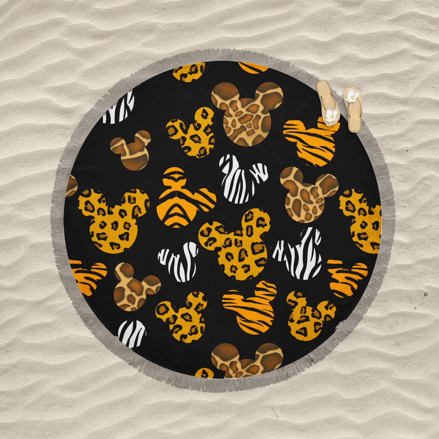 Safari Ears Round Fringe Beach Towel EXCLUSIVE PRINT