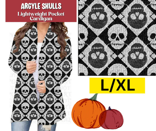 Argyle Skulls Pocket Cardigan