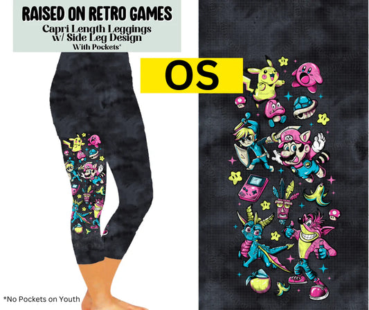 Raised On Retro Games Capri Leggings w/ Side Leg Designs
