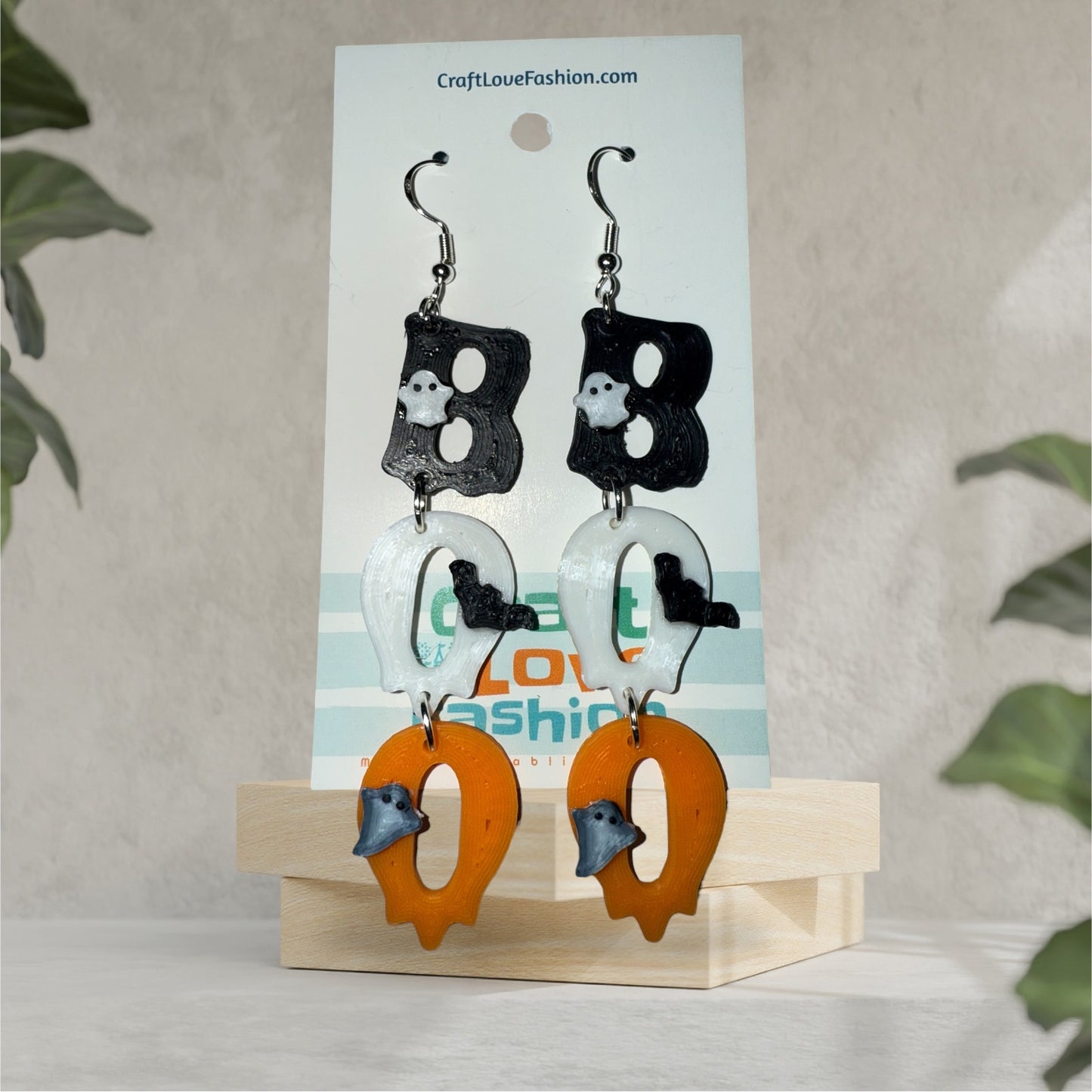 Boo Stacked- 3D Printed Earrings- Halloween