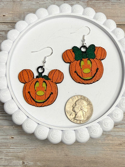 Pumpkin Mouse Couple- 3D Printed Earrings - Halloween