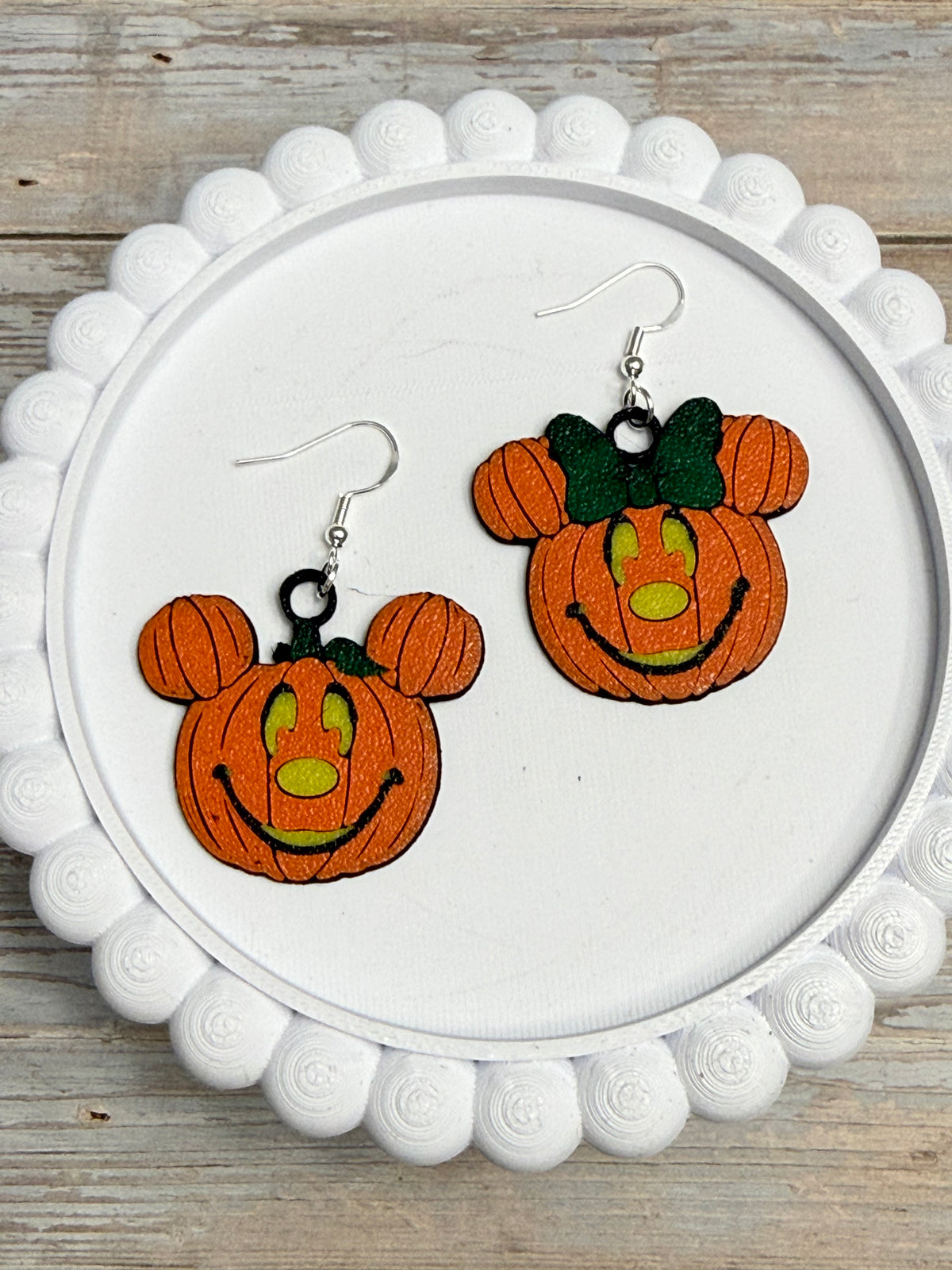 Pumpkin Mouse Couple- 3D Printed Earrings - Halloween