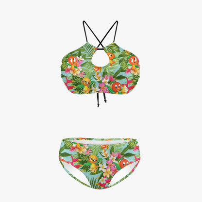 Tropical Orange Bird Adjustable Bikini Set