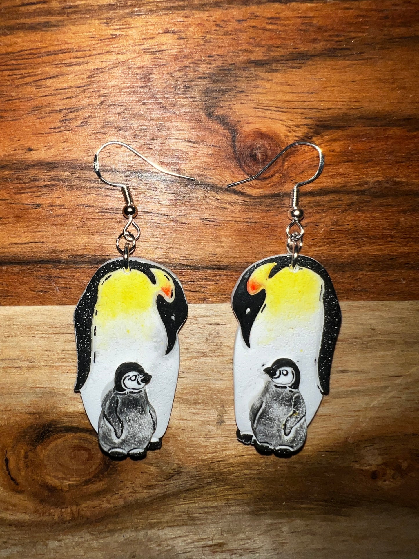 Mommy and Baby Penguin-  Hook Earring