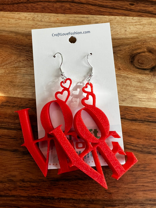 LOVE- 3D Printed Earrings