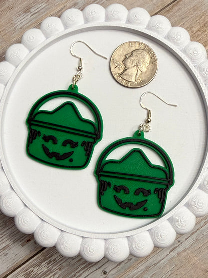 Witch Bucket- 3D Printed Earrings - Halloween
