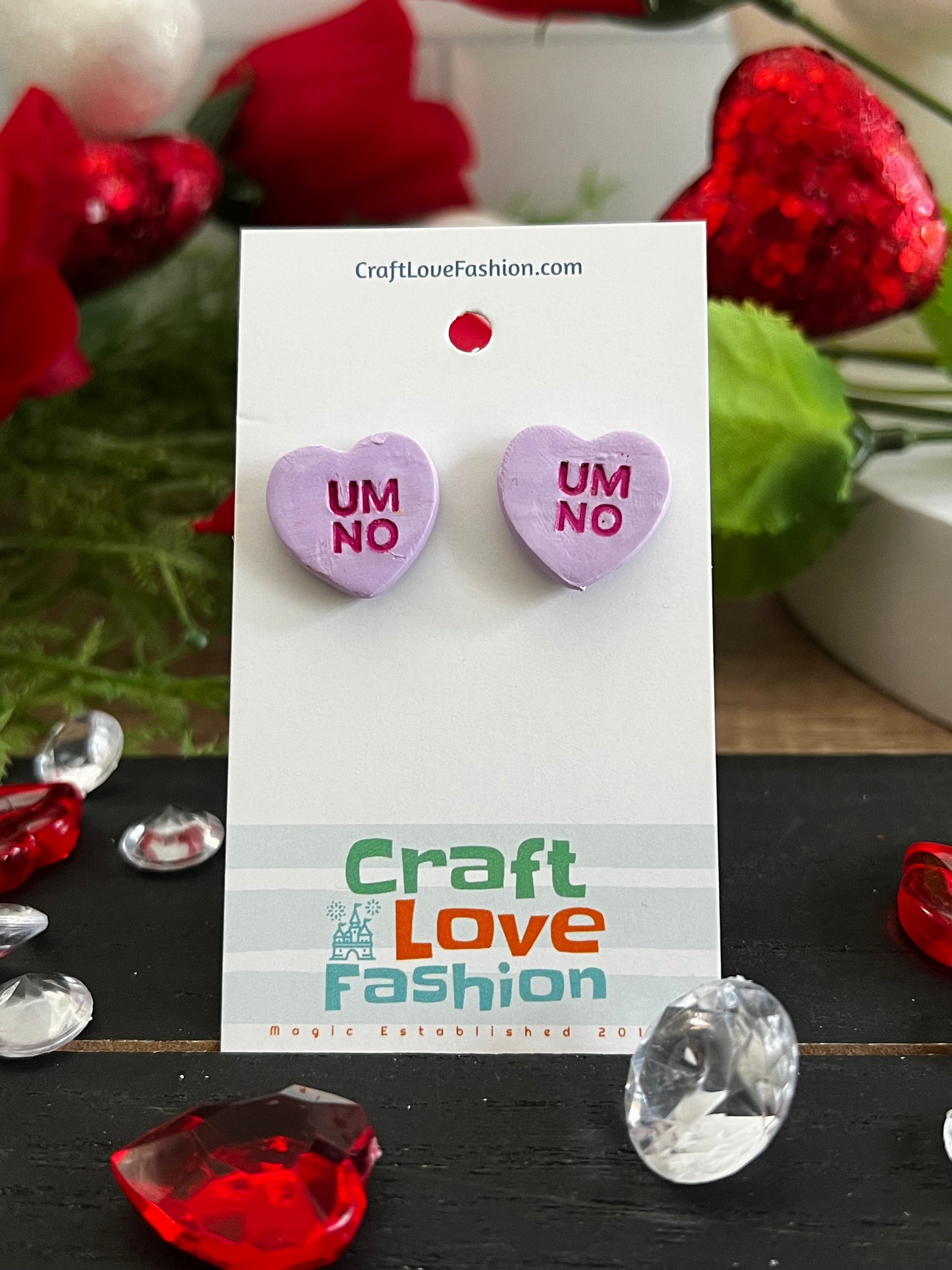 Um No -Naughty Conversation Hearts- Valentine’s- Stud Earring