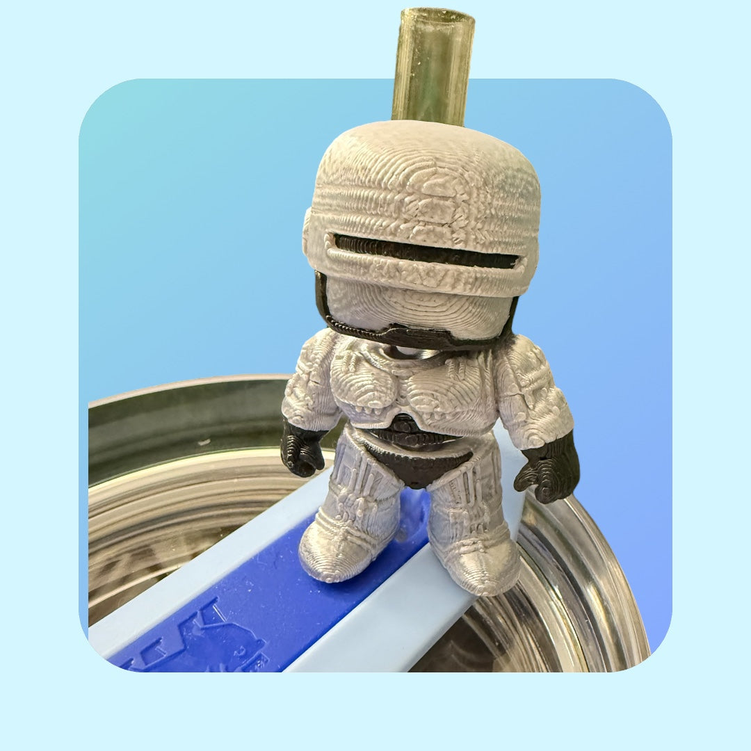 Cop Robot- Straw Buddy- 3D Printed