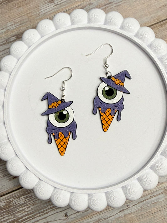 Eye Scream- 3D Printed Earrings - Halloween