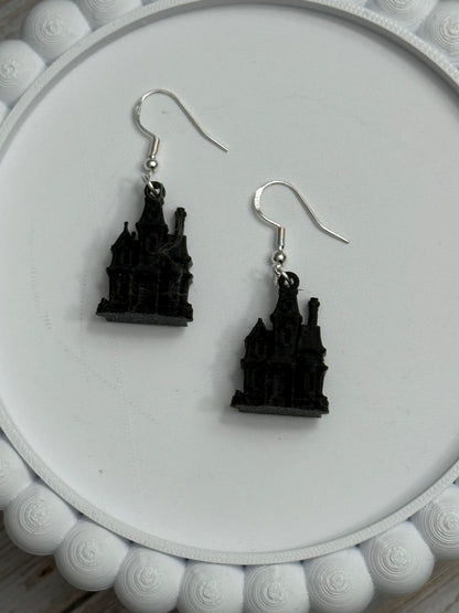 Haunted House- 3D Printed Earrings - Halloween