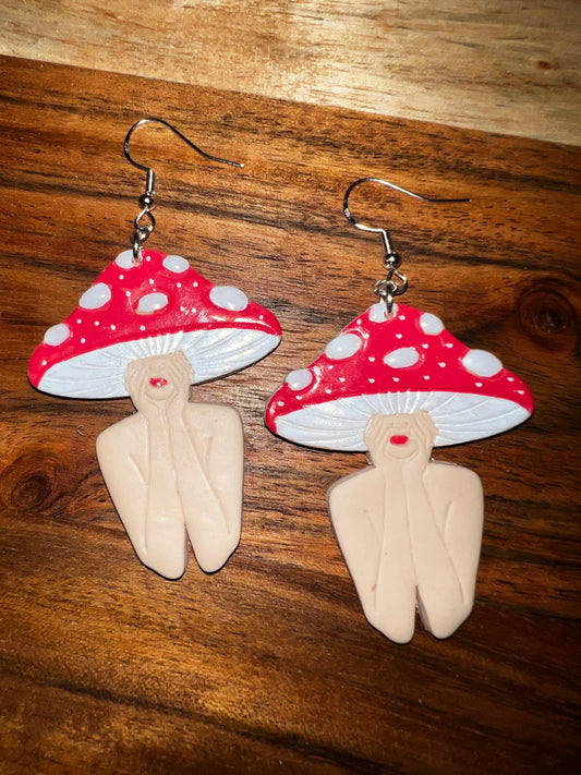 Mushroom Babe- Hook Earring