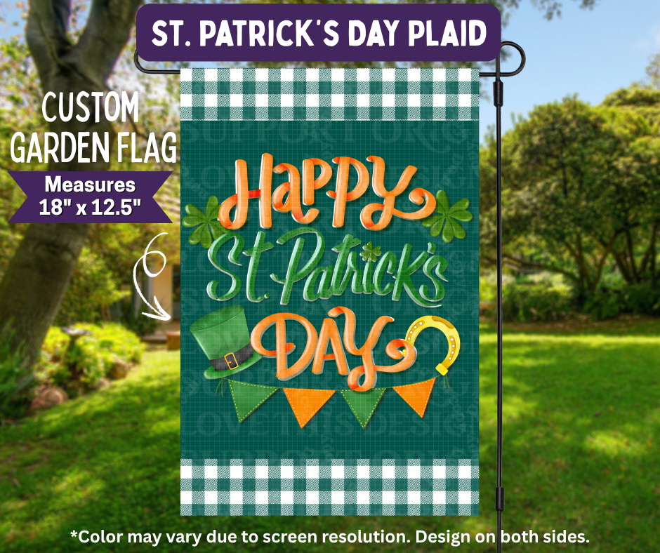 Preorder! Closes 11/9. ETA Feb. St Patrick's Day Plaid Garden Flag