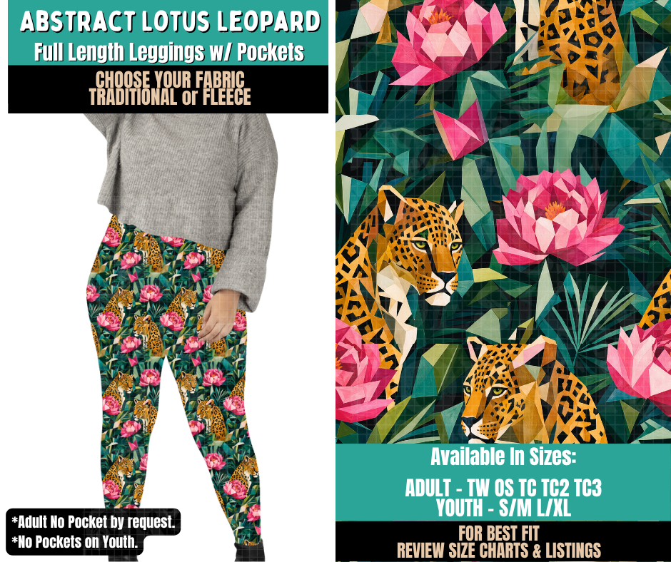 Preorder! Closes 11/12. ETA Feb. Abstract Lotus Leopard Leggings Choose Fleece or Traditional