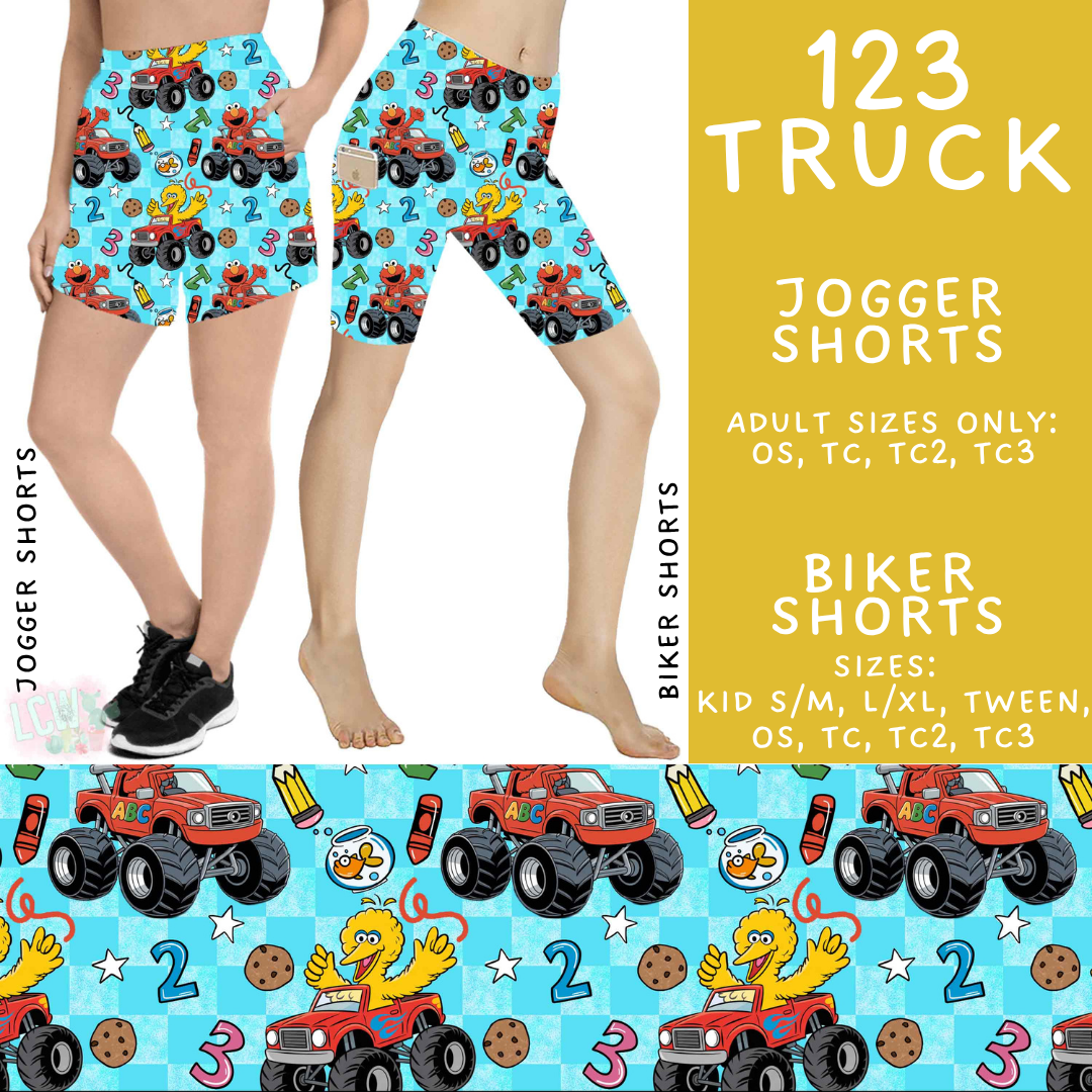 Batch #555 - Cool Characters 7 - Closes 7/13 - ETA mid Sept - 123 Truck Biker & Jogger Shorts