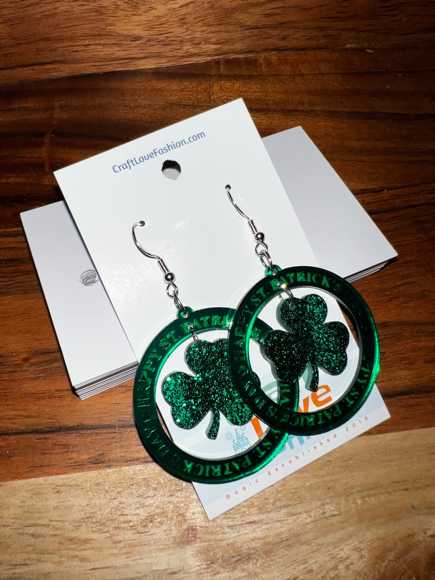 St.Pat Ring and Clover- Acrylic Earrings- St. Patrick’s Day