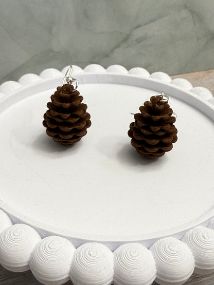 Pine Cone- 3D Printed Earrings- Fall