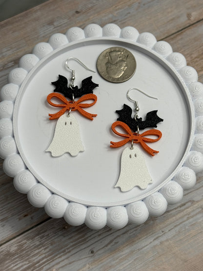 Bat, Bow, Ghostie- 3D Printed Earrings - Halloween