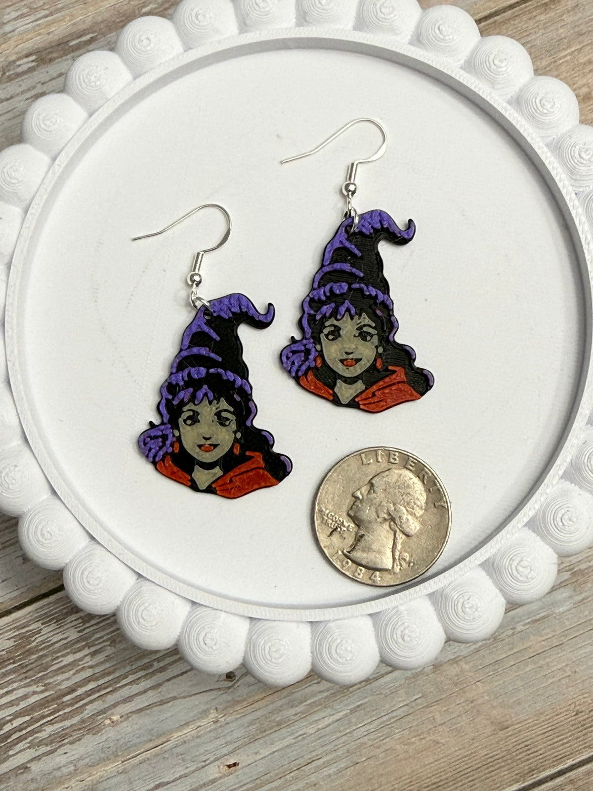 Sisters- Mary- 3D Printed Earrings - Halloween