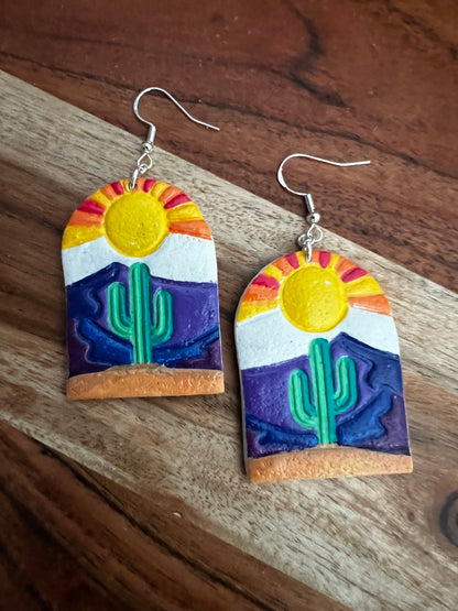 Cactus Sunrise- Hook Earring