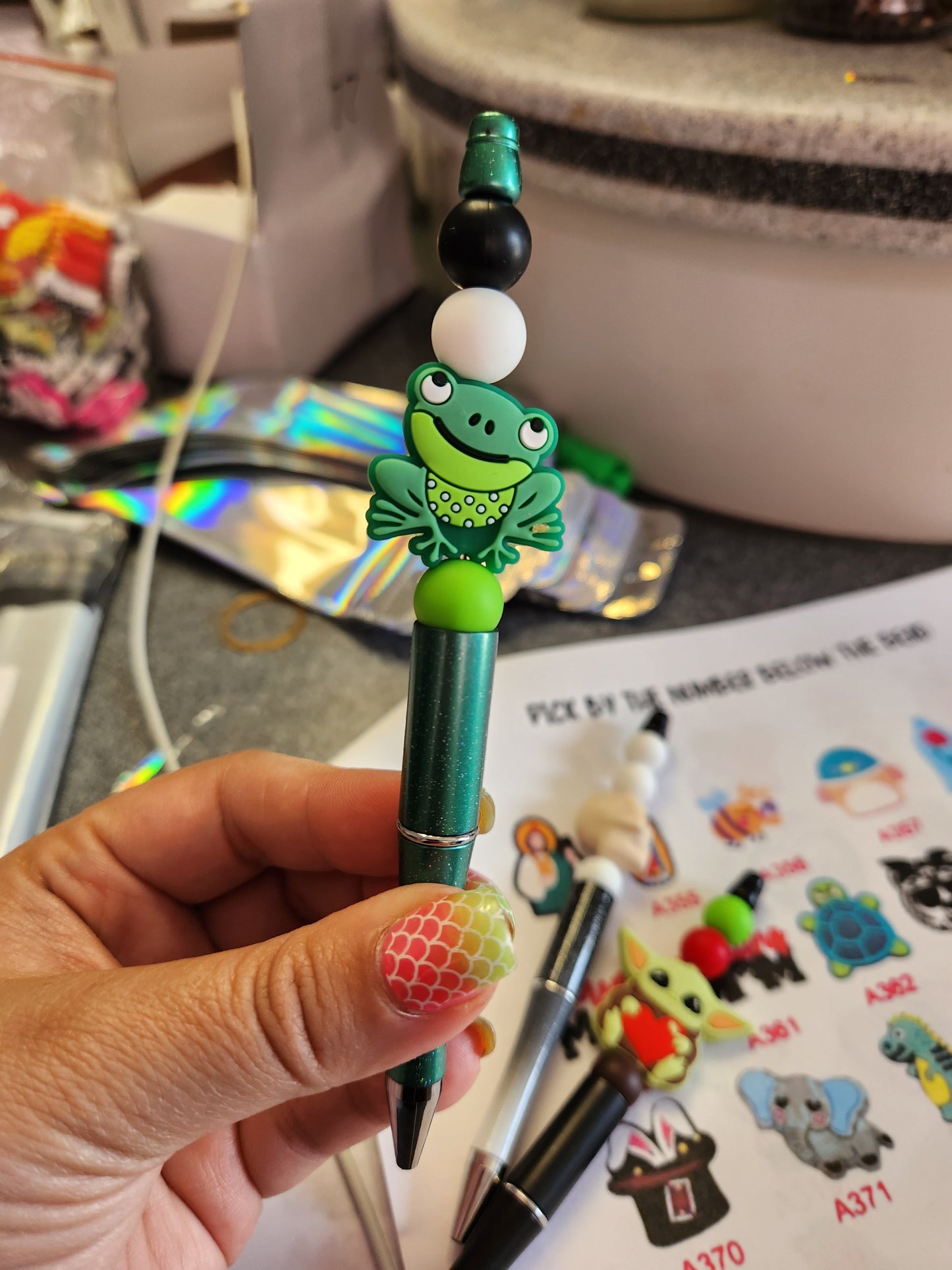 Frog Silicone Beaded Pen or Keychain