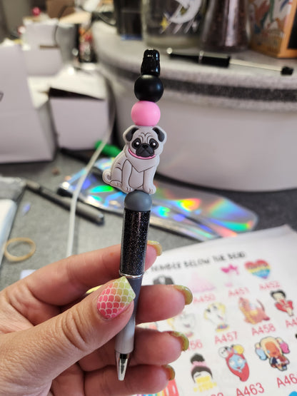 Pugs Silicone Beaded Pen or Keychain