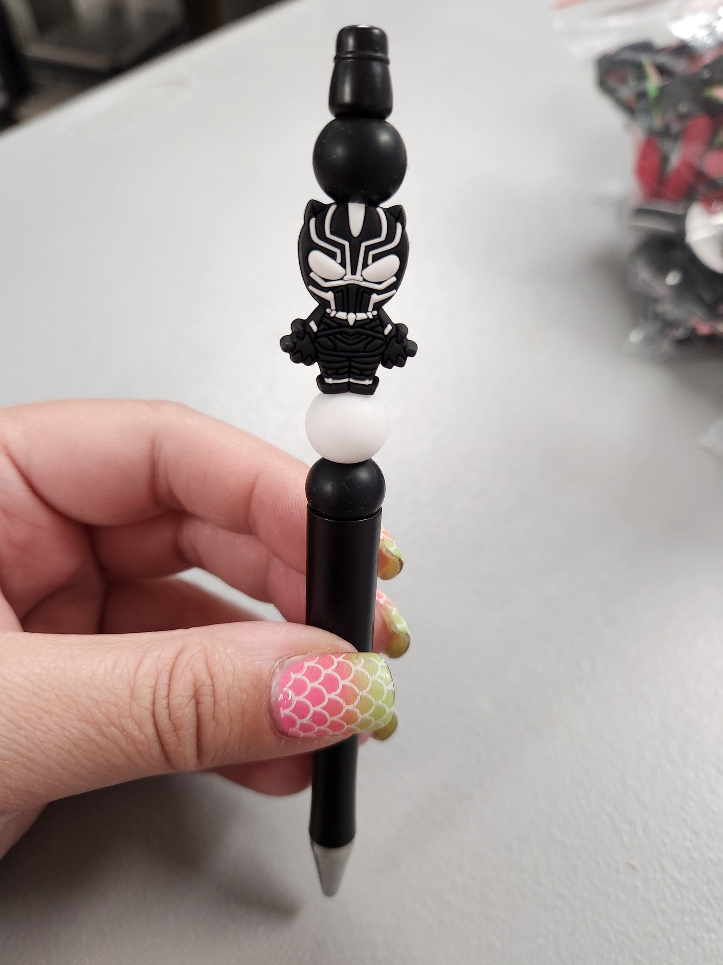 Panther Silicone Beaded Pen or Keychain