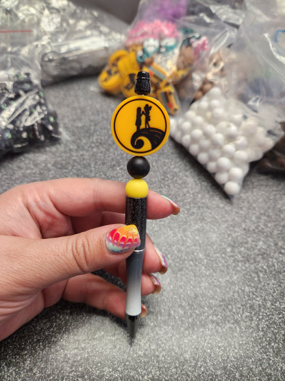 Yellow NBC Circle Silicone Beaded Pen or Keychain