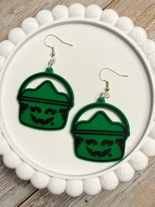 Witch Bucket- 3D Printed Earrings - Halloween