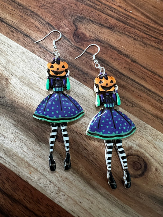 Headless Pumpkin Girl- Hook Earring