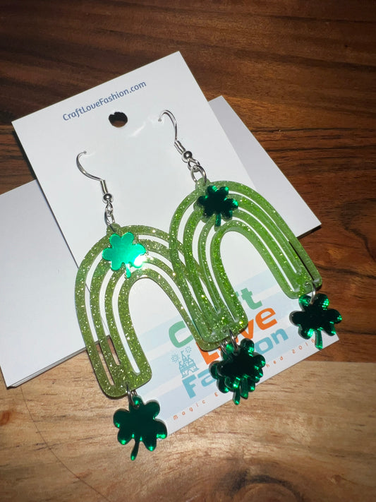 Green Rainbow- Acrylic Earrings- St. Patrick’s Day