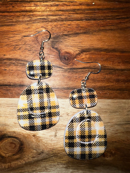 Wildcat Plaid Bubble-  Hook Earring