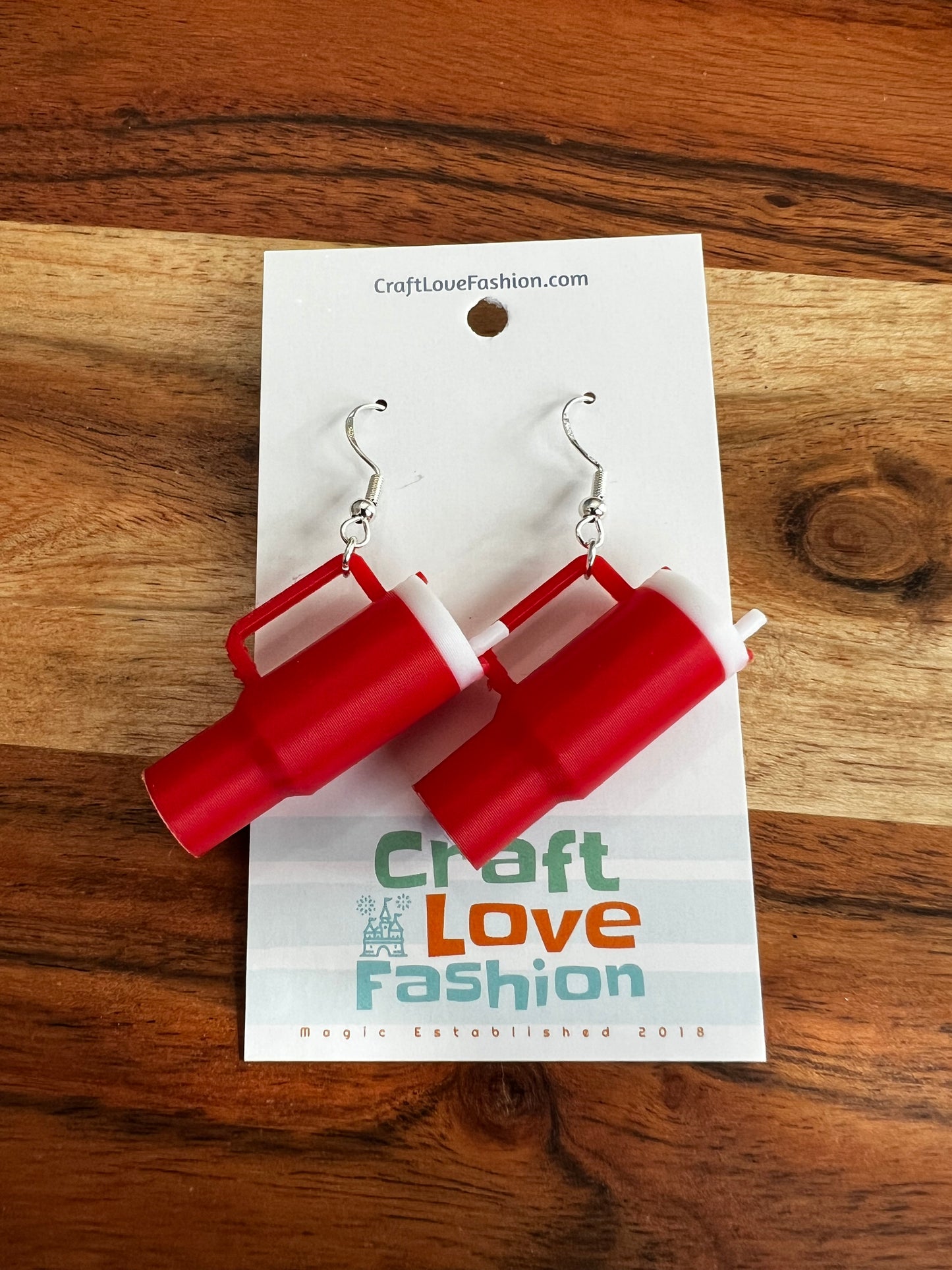 Red Stan Ley Thermos- 3D Printed Earrings