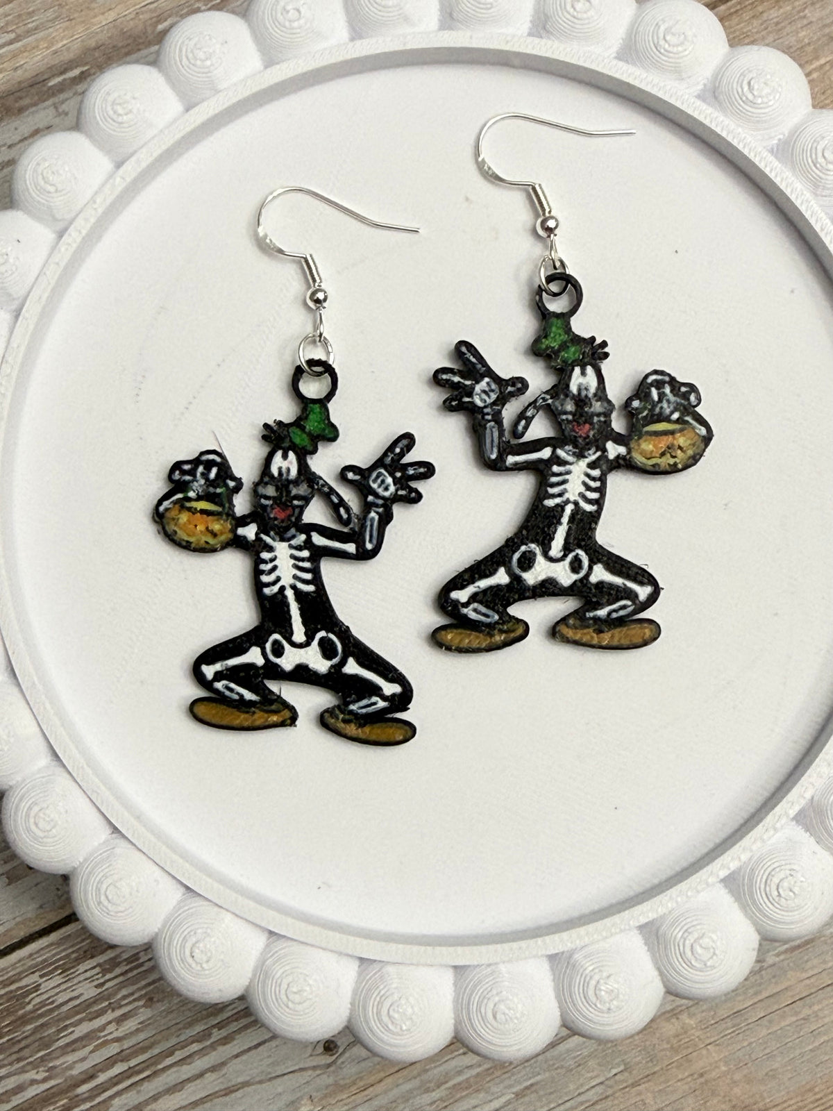 Skeleton Goof- 3D Printed Earrings - Halloween