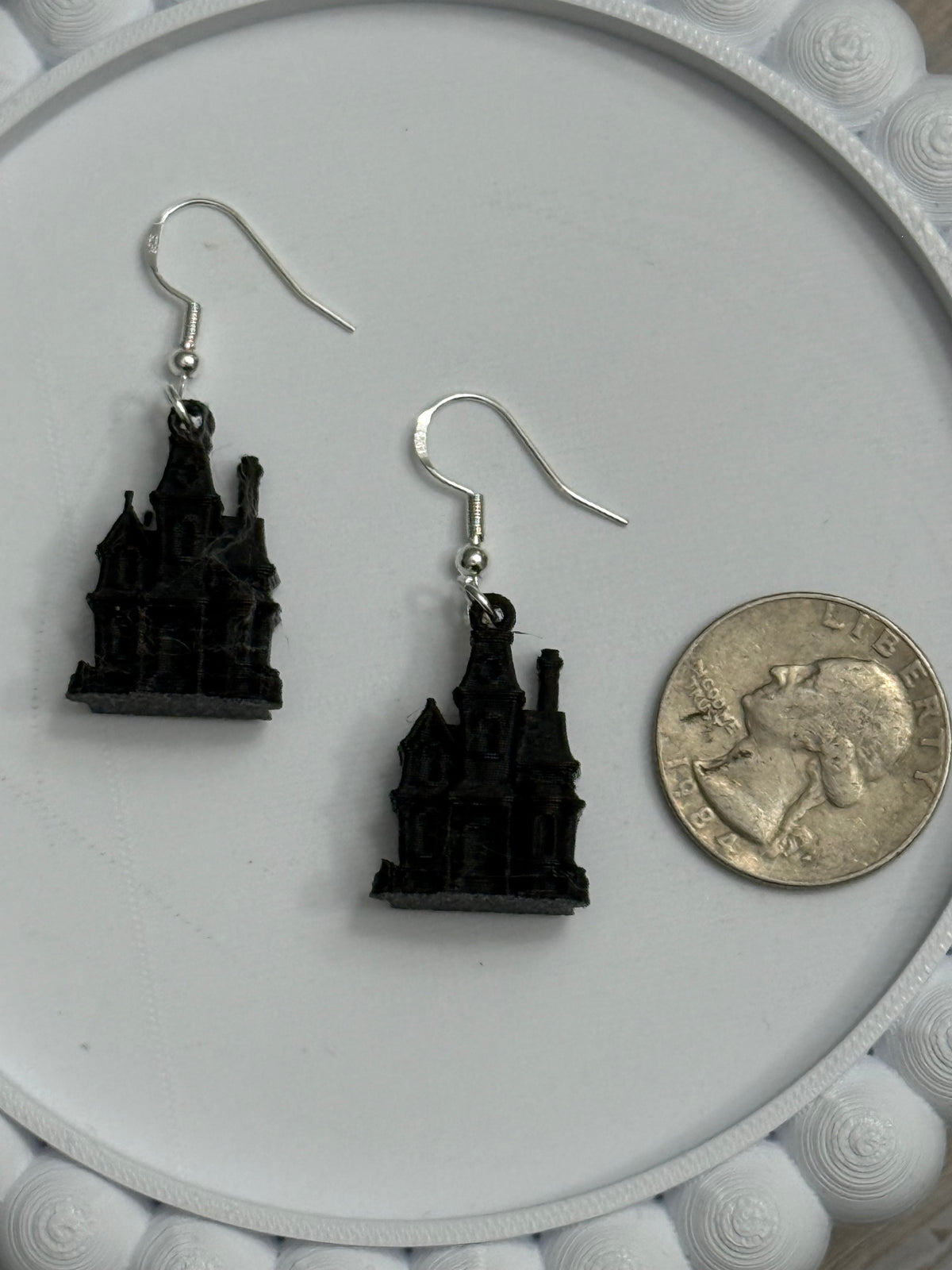 Haunted House- 3D Printed Earrings - Halloween