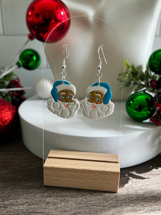 Jolly Santa- Blue- Merry Collection- Hook Earring